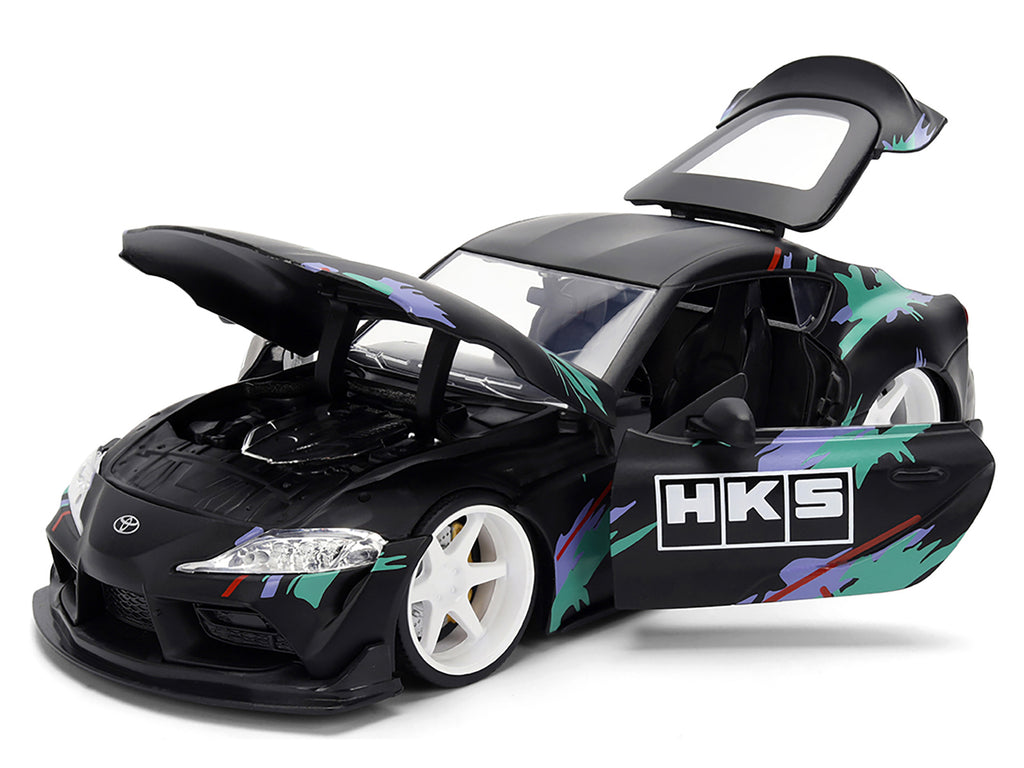 2020 Toyota GR Supra 'HKS' Matt Black with Graphics 'JDM Tuners' Series 1/24 Diecast Model Car by Jada