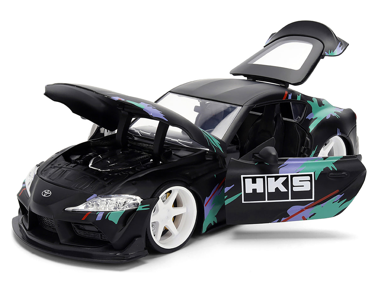 2020 Toyota GR Supra 'HKS' Matt Black with Graphics 'JDM Tuners' Series 1/24 Diecast Model Car by Jada