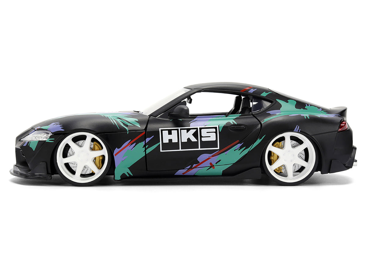 2020 Toyota GR Supra 'HKS' Matt Black with Graphics 'JDM Tuners' Series 1/24 Diecast Model Car by Jada