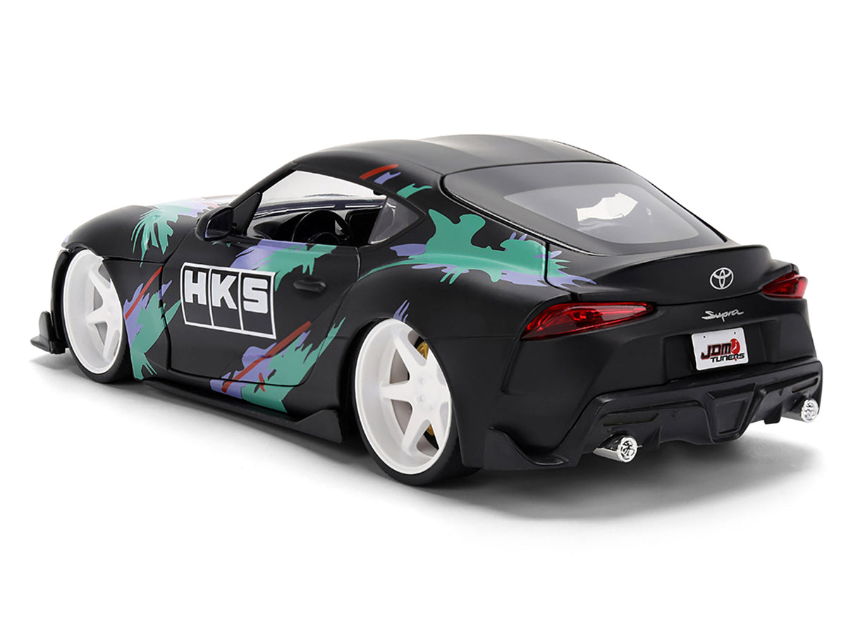 2020 Toyota GR Supra 'HKS' Matt Black with Graphics 'JDM Tuners' Series 1/24 Diecast Model Car by Jada