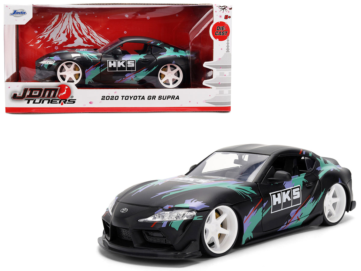 2020 Toyota GR Supra 'HKS' Matt Black with Graphics 'JDM Tuners' Series 1/24 Diecast Model Car by Jada