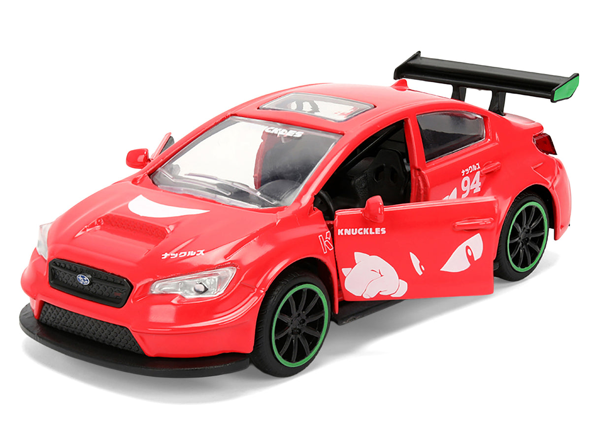 2016 Subaru WRX STI Red with 'Knuckles' Graphics 'Sonic the Hedgehog' (1991) Video Game 'Hollywood Rides' Series 1/32 Diecast Model Car by Jada