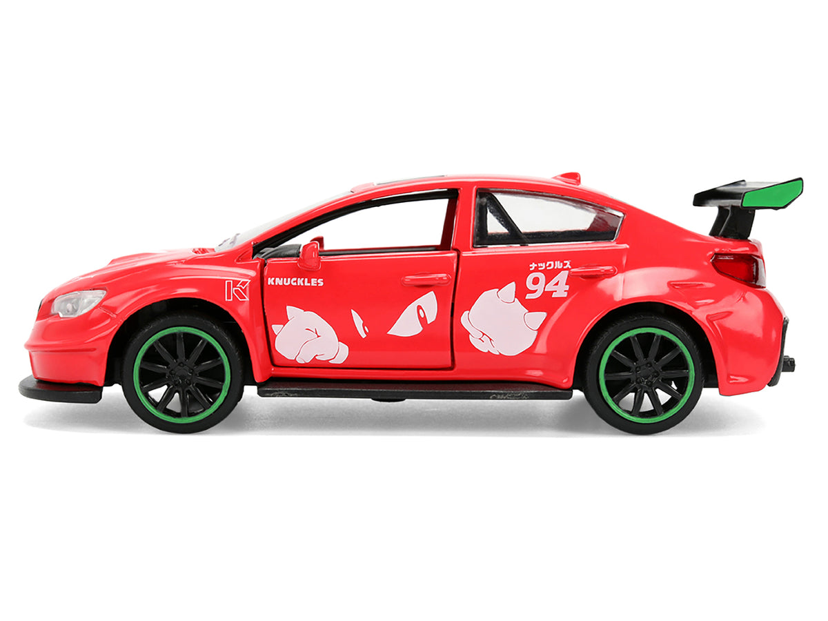 2016 Subaru WRX STI Red with 'Knuckles' Graphics 'Sonic the Hedgehog' (1991) Video Game 'Hollywood Rides' Series 1/32 Diecast Model Car by Jada