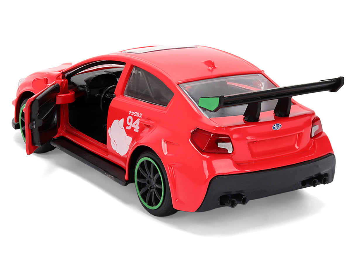 2016 Subaru WRX STI Red with 'Knuckles' Graphics 'Sonic the Hedgehog' (1991) Video Game 'Hollywood Rides' Series 1/32 Diecast Model Car by Jada