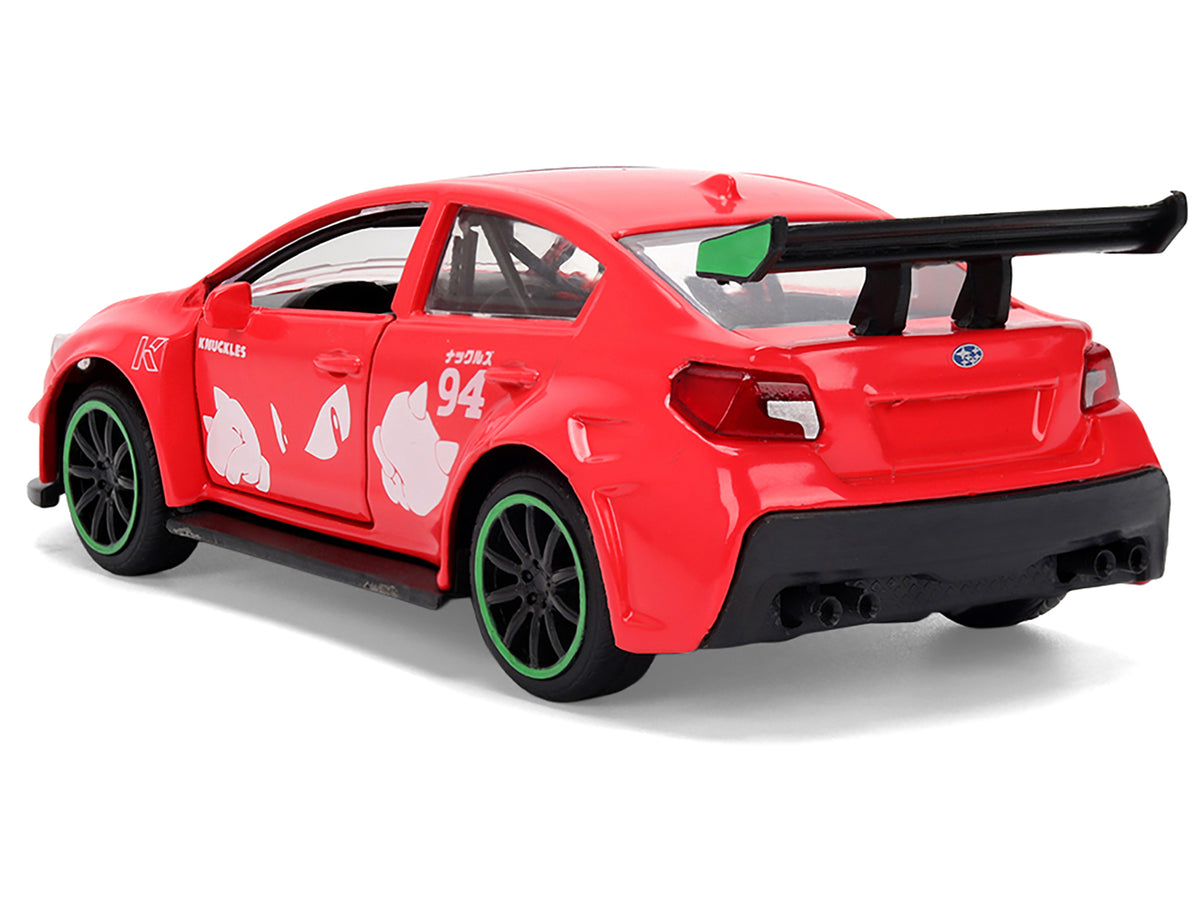 2016 Subaru WRX STI Red with 'Knuckles' Graphics 'Sonic the Hedgehog' (1991) Video Game 'Hollywood Rides' Series 1/32 Diecast Model Car by Jada