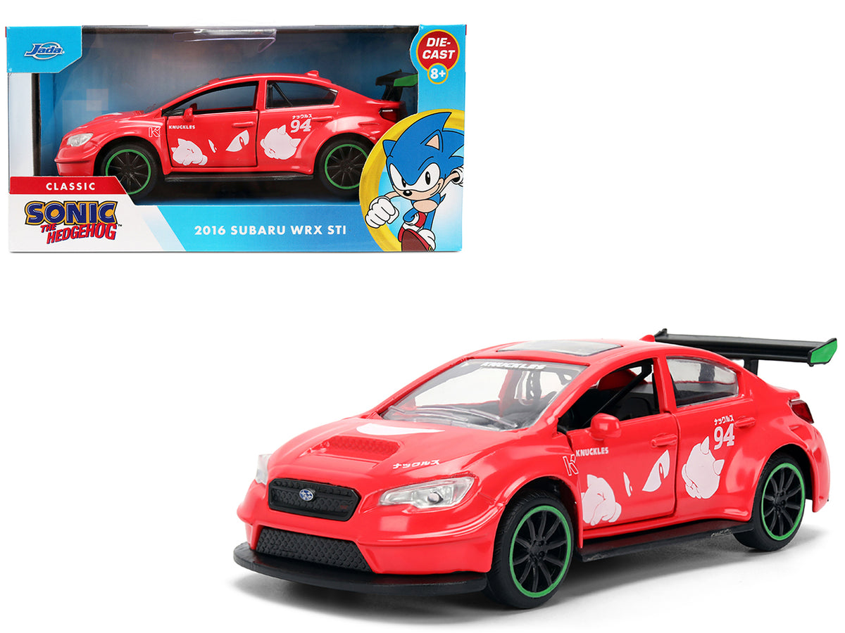 2016 Subaru WRX STI Red with 'Knuckles' Graphics 'Sonic the Hedgehog' (1991) Video Game 'Hollywood Rides' Series 1/32 Diecast Model Car by Jada