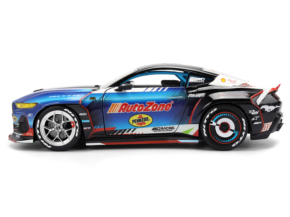 Ford Mustang RTR #130 James Deane 'AutoZone' 'Formula Drift PRO Championship' (2025) with Lights 'RTR Vehicles' Series 1/24 Diecast Model Car by Jada