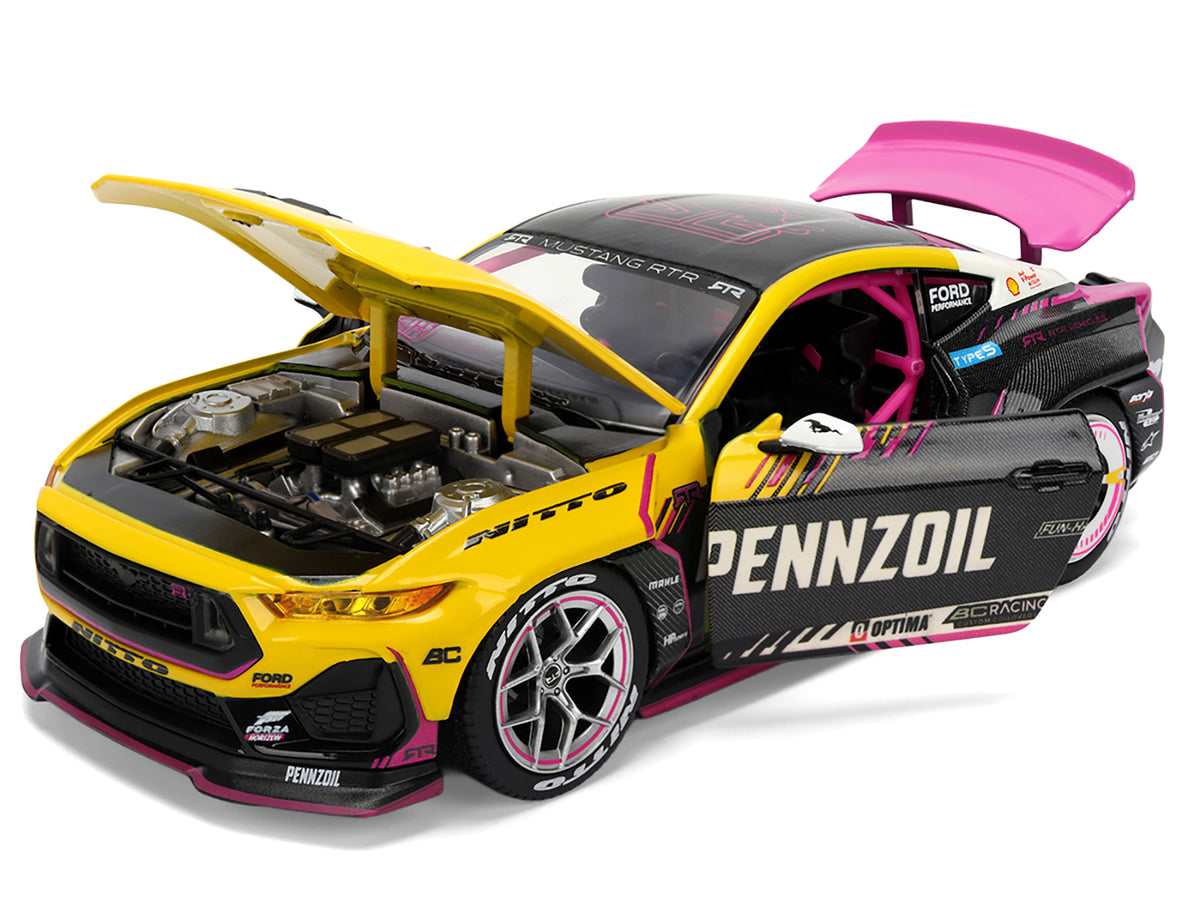 Ford Mustang RTR #213 Ben Hobson 'Pennzoil' 'Formula Drift PRO Championship' (2025) with Lights 'RTR Vehicles' Series 1/24 Diecast Model Car by Jada