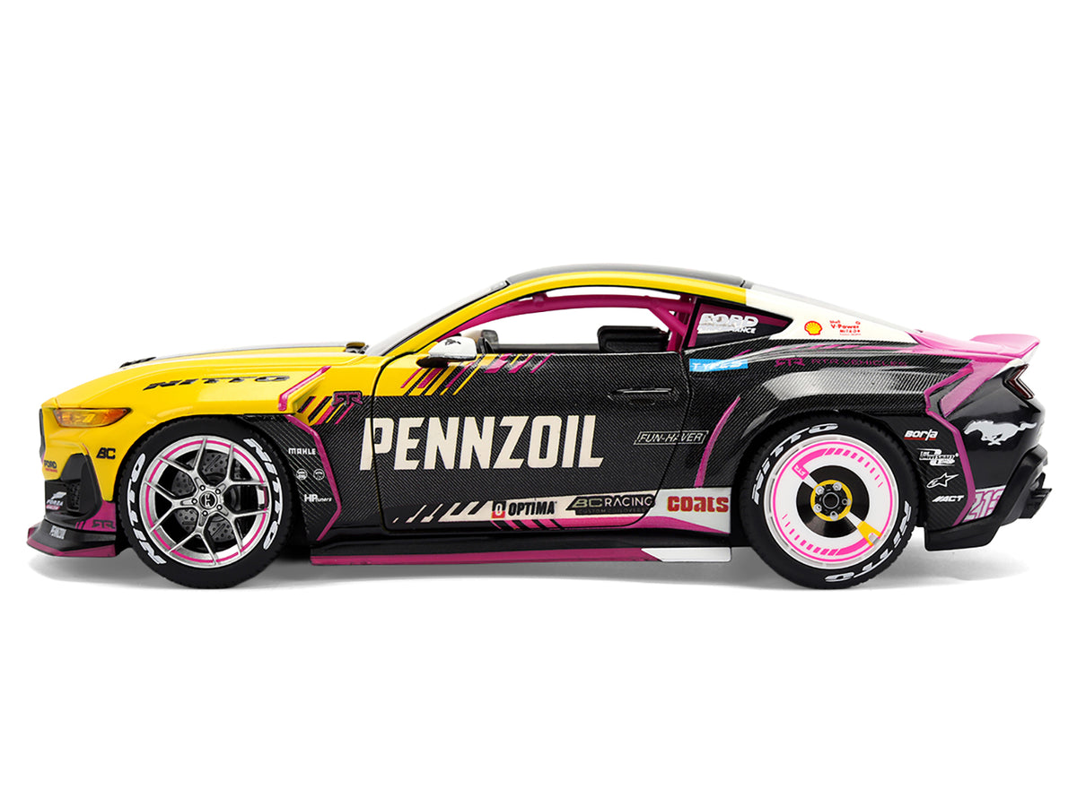 Ford Mustang RTR #213 Ben Hobson 'Pennzoil' 'Formula Drift PRO Championship' (2025) with Lights 'RTR Vehicles' Series 1/24 Diecast Model Car by Jada