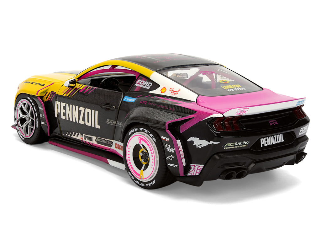 Ford Mustang RTR #213 Ben Hobson 'Pennzoil' 'Formula Drift PRO Championship' (2025) with Lights 'RTR Vehicles' Series 1/24 Diecast Model Car by Jada