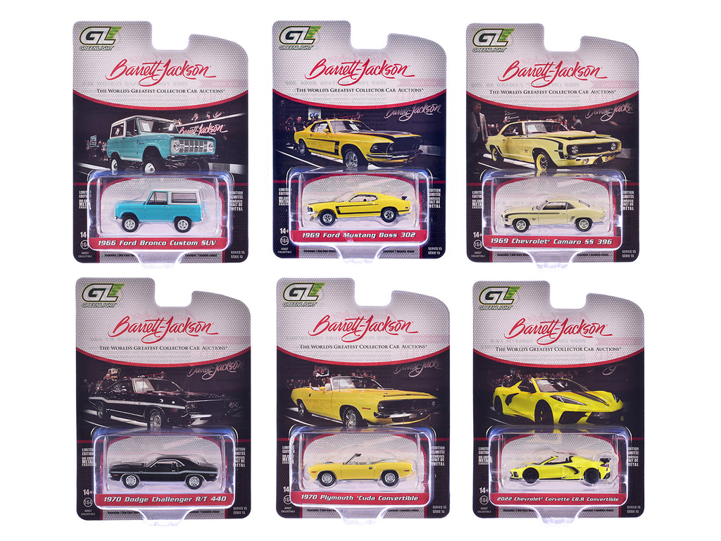 'Barrett-Jackson' Series 15 Set of 6 Cars 1/64 Diecast Model Cars by Greenlight