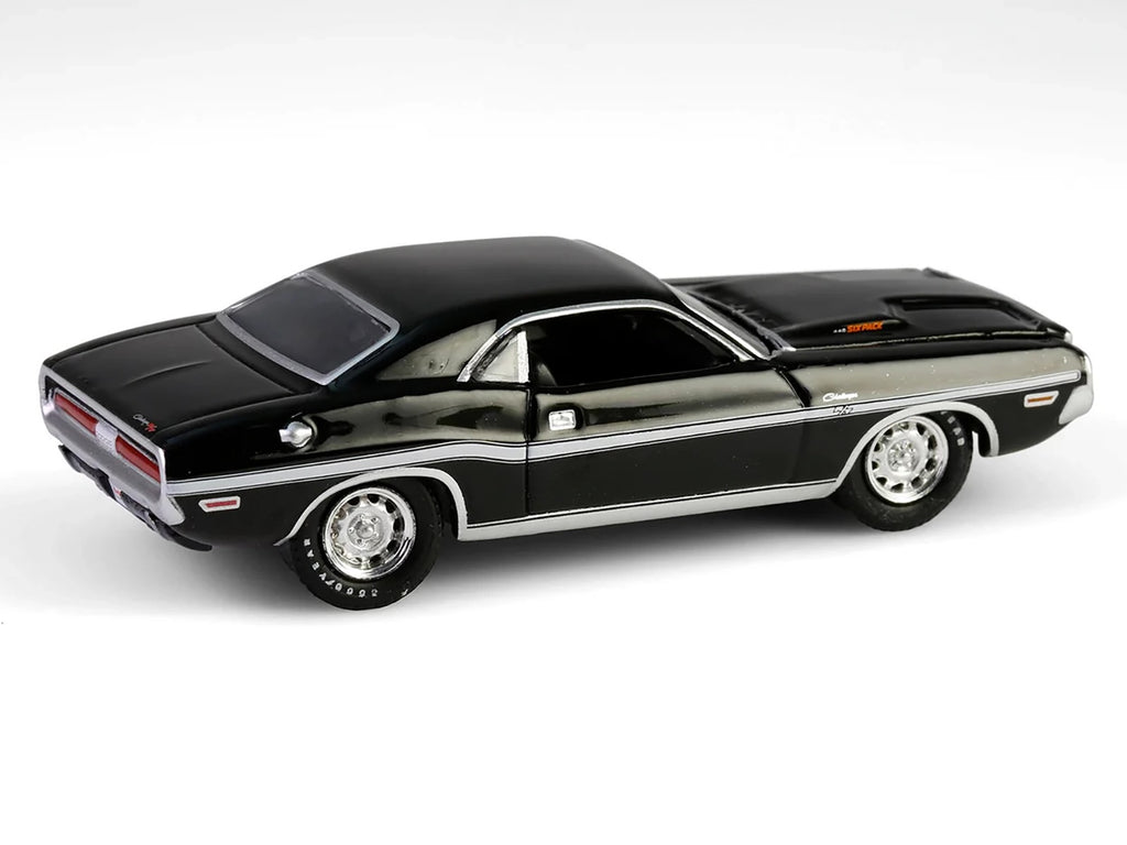 1970 Dodge Challenger R/T 440 Black with White Stripes 'Barrett-Jackson' Series 15 1/64 Diecast Model Car by Greenlight