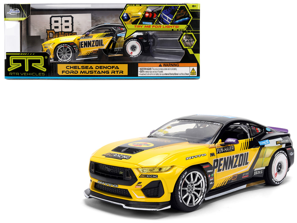 Ford Mustang RTR #88 Chelsea Denofa 'Pennzoil' 'Formula Drift PRO Championship' (2025) with Lights 'RTR Vehicles' Series 1/24 Diecast Model Car by Jada