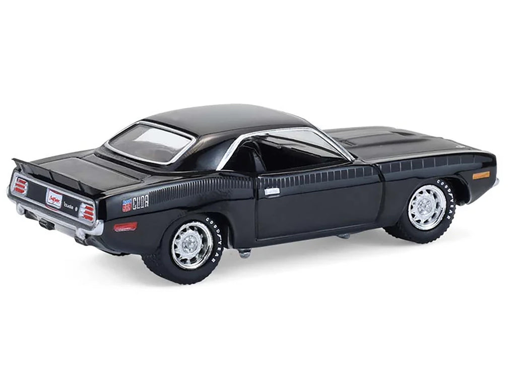 1970 Plymouth 'Cuda AAR Black with Gray Stripes 'Barrett-Jackson' Series 16 1/64 Diecast Model Car by Greenlight