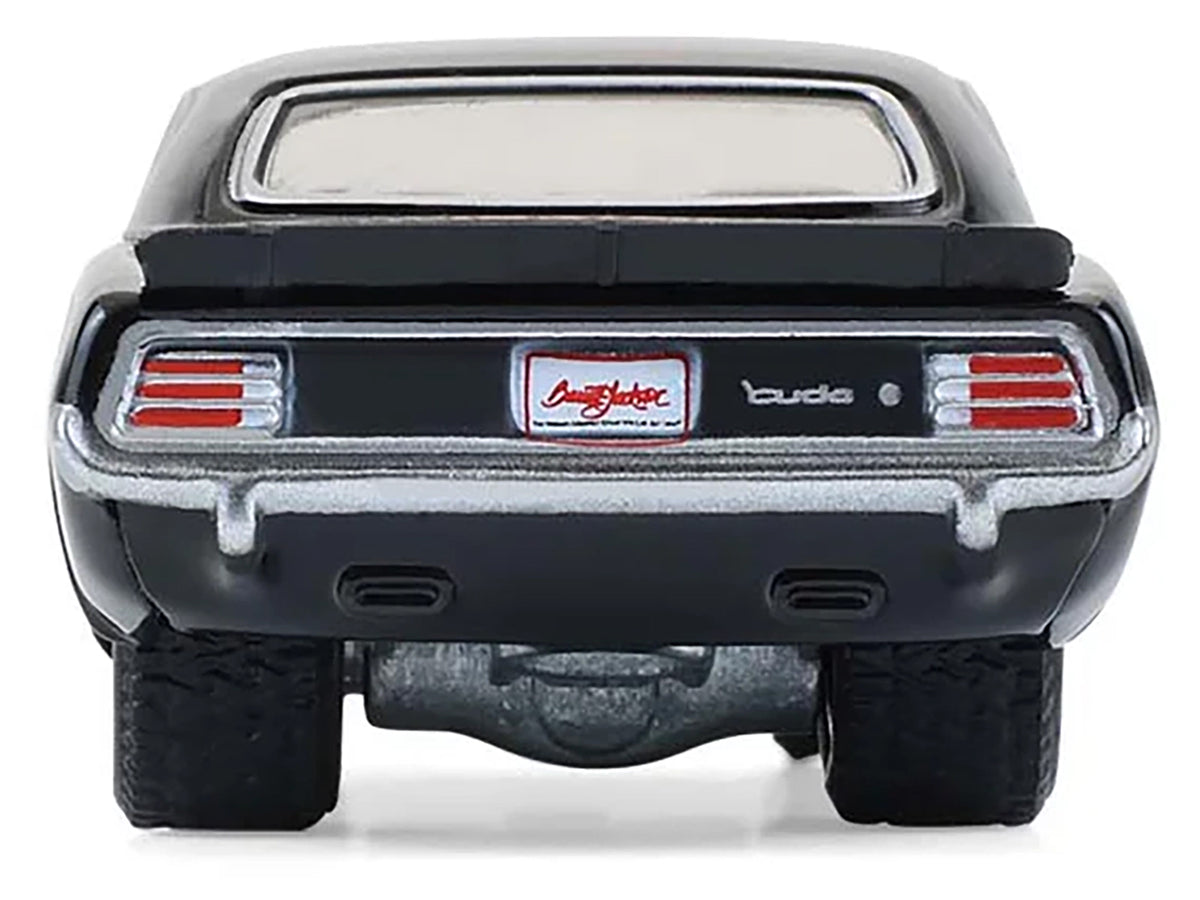 1970 Plymouth 'Cuda AAR Black with Gray Stripes 'Barrett-Jackson' Series 16 1/64 Diecast Model Car by Greenlight