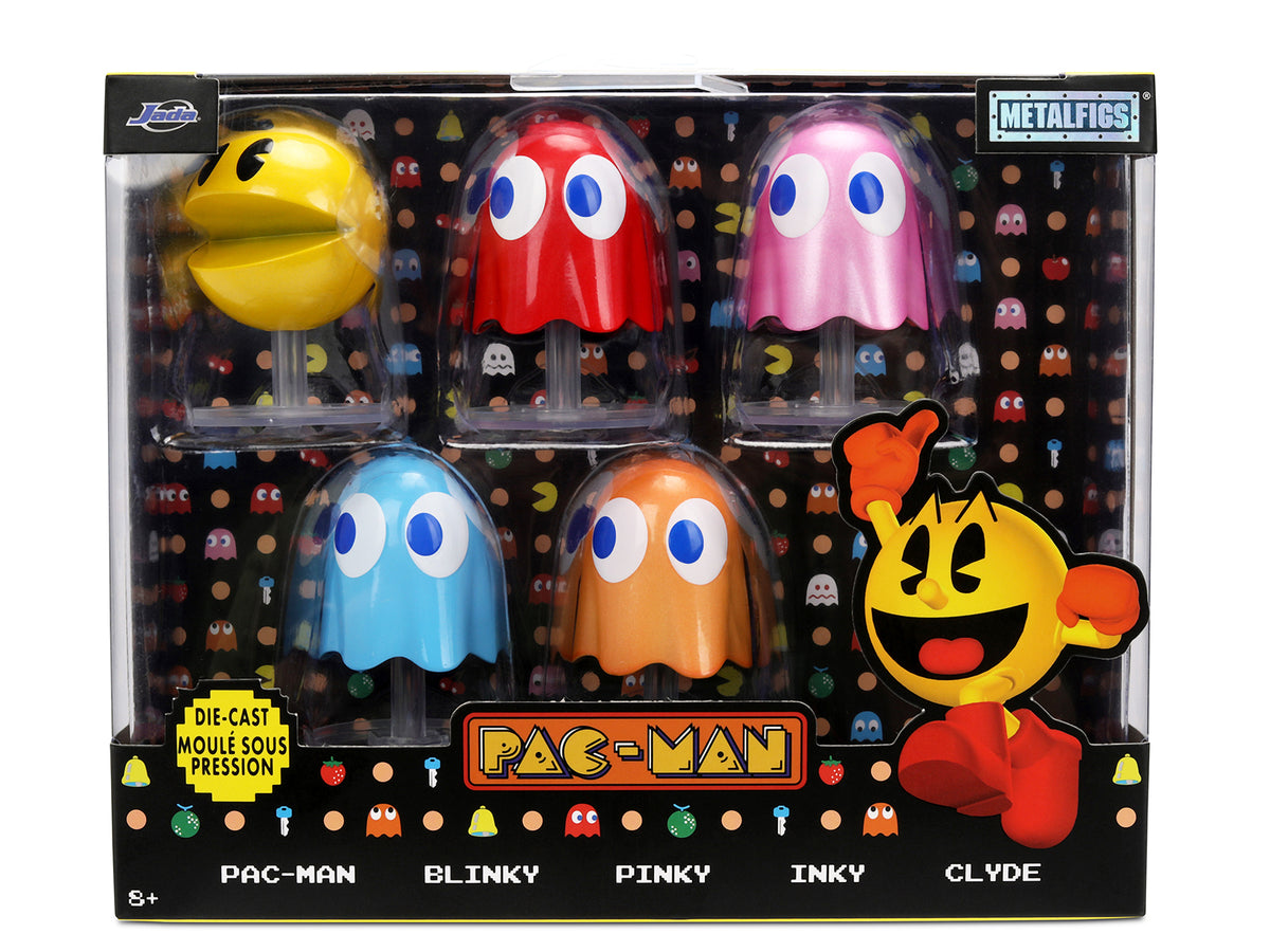 Set of 5 Diecast Figures 'Pac-Man' (1980) Video Game 'Metalfigs' Series Diecast Models by Jada
