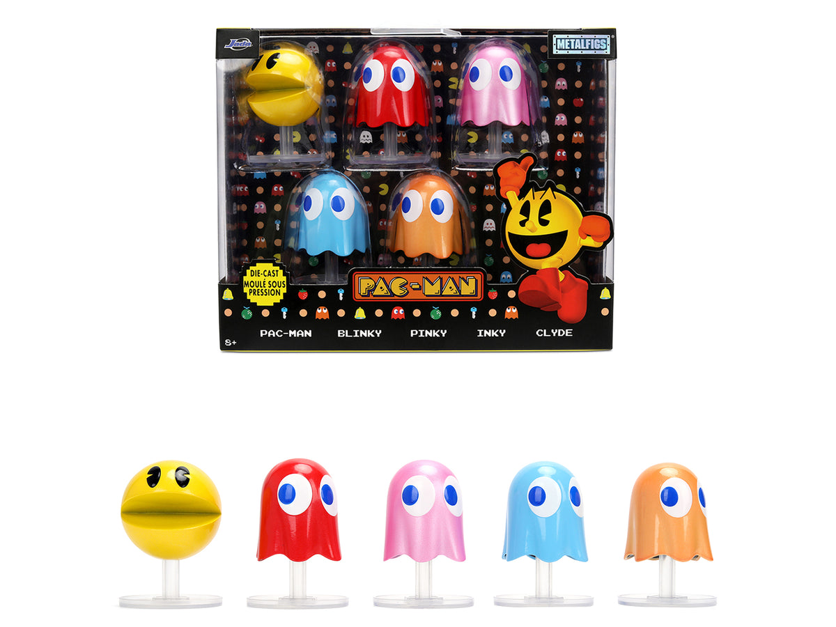 Set of 5 Diecast Figures 'Pac-Man' (1980) Video Game 'Metalfigs' Series Diecast Models by Jada