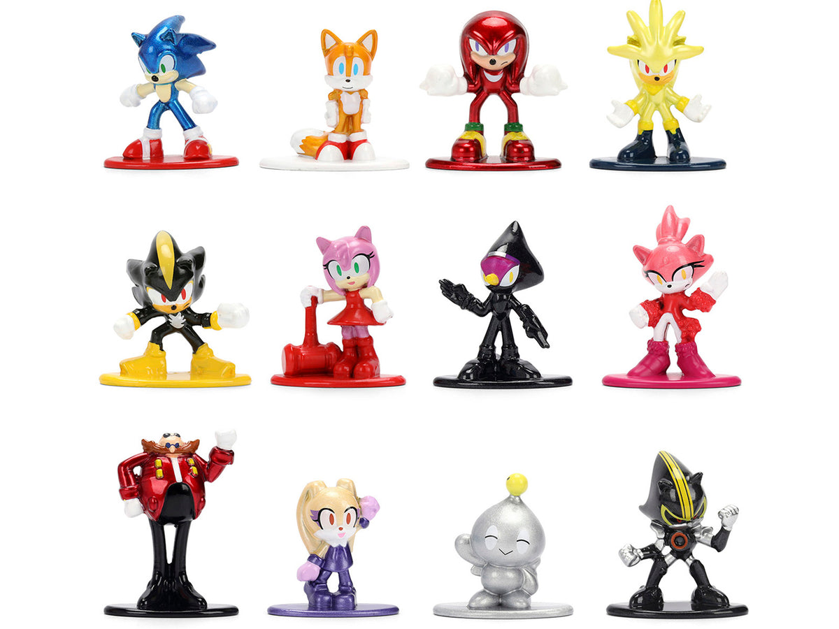 Set of 12 Diecast Figures 'Sonic The Hedgehog' Video Games 'Nano Metalfigs' Series Diecast Models by Jada