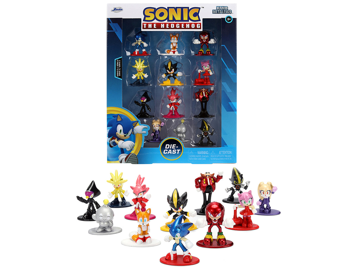 Set of 12 Diecast Figures 'Sonic The Hedgehog' Video Games 'Nano Metalfigs' Series Diecast Models by Jada