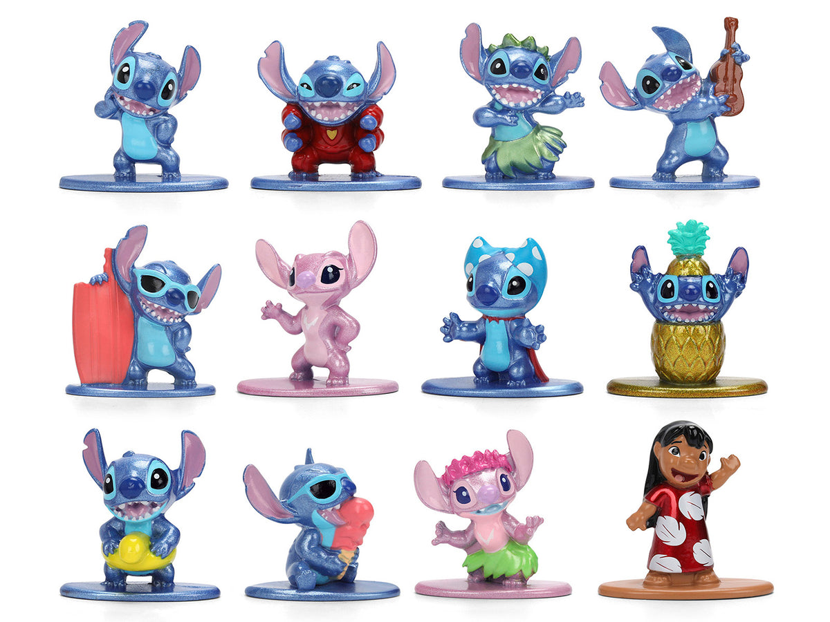 Set of 12 Diecast Figures 'Disney's Stitch' Franchise 'Nano Metalfigs' Series Diecast models by Jada