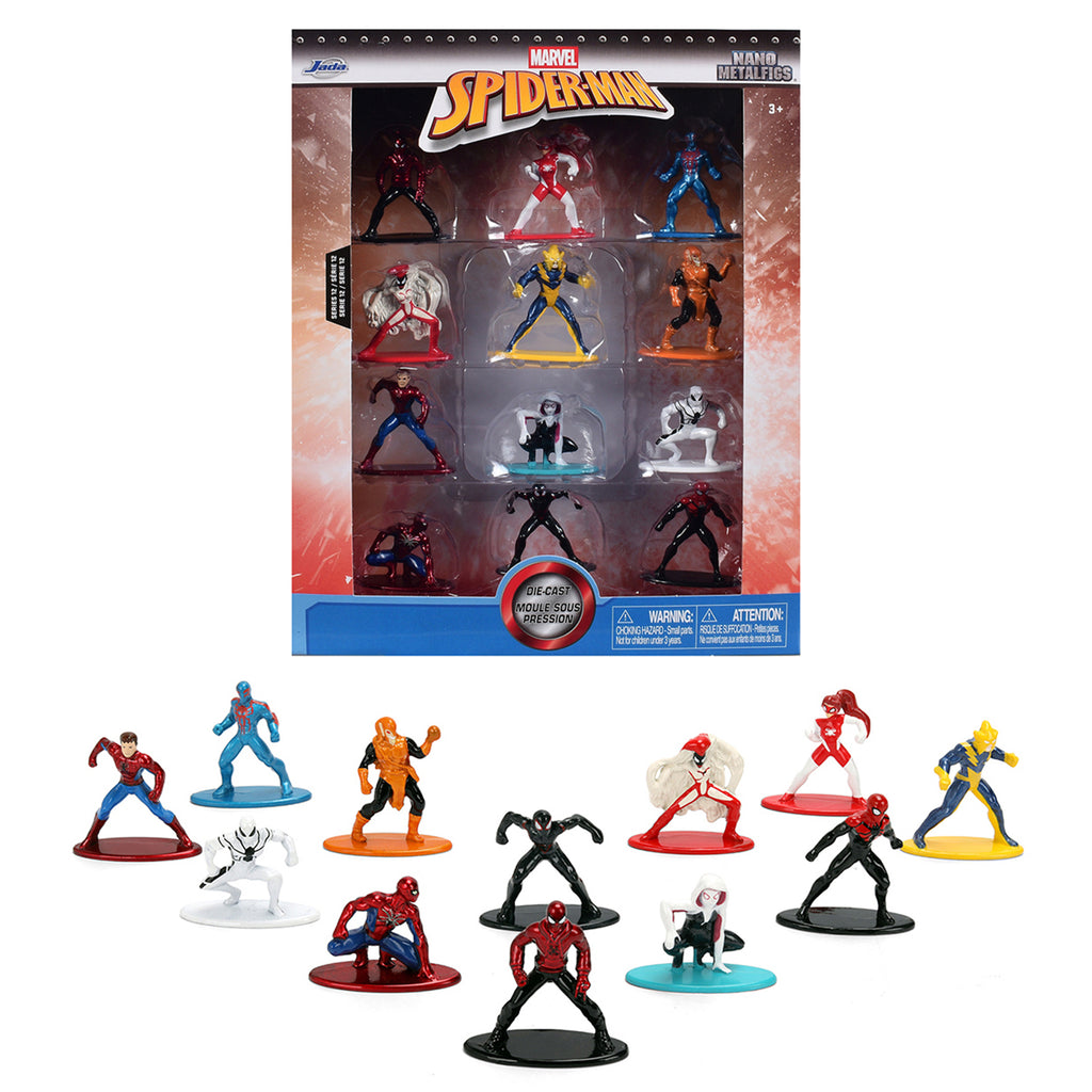 Set of 12 Diecast Figures 'Spider-Man' Franchise 'Nano Metalfigs' Series Diecast Models  by Jada