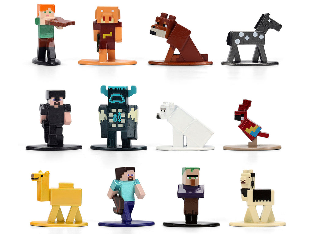 Set of 12 Diecast Figures 'Minecraft' Video Game Wave 2 'Nano Metalfigs' Series Diecast models by Jada