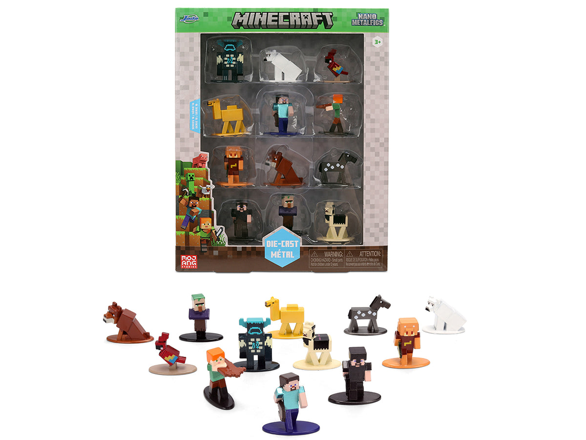 Set of 12 Diecast Figures 'Minecraft' Video Game Wave 2 'Nano Metalfigs' Series Diecast models by Jada