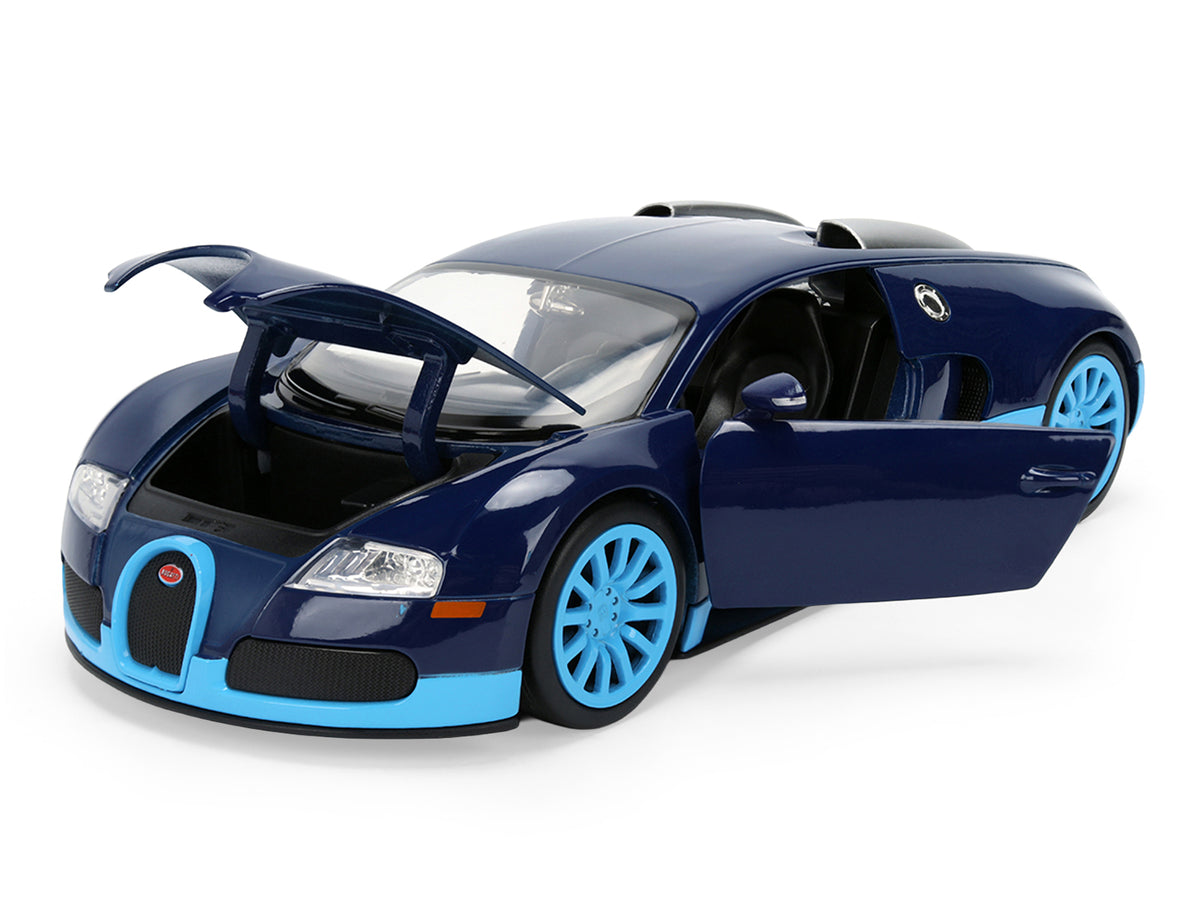 2011 Bugatti Veyron Dark Blue with Light Blue Accents 'Hyper-Spec' Series 1/24 Diecast Model Car by Jada
