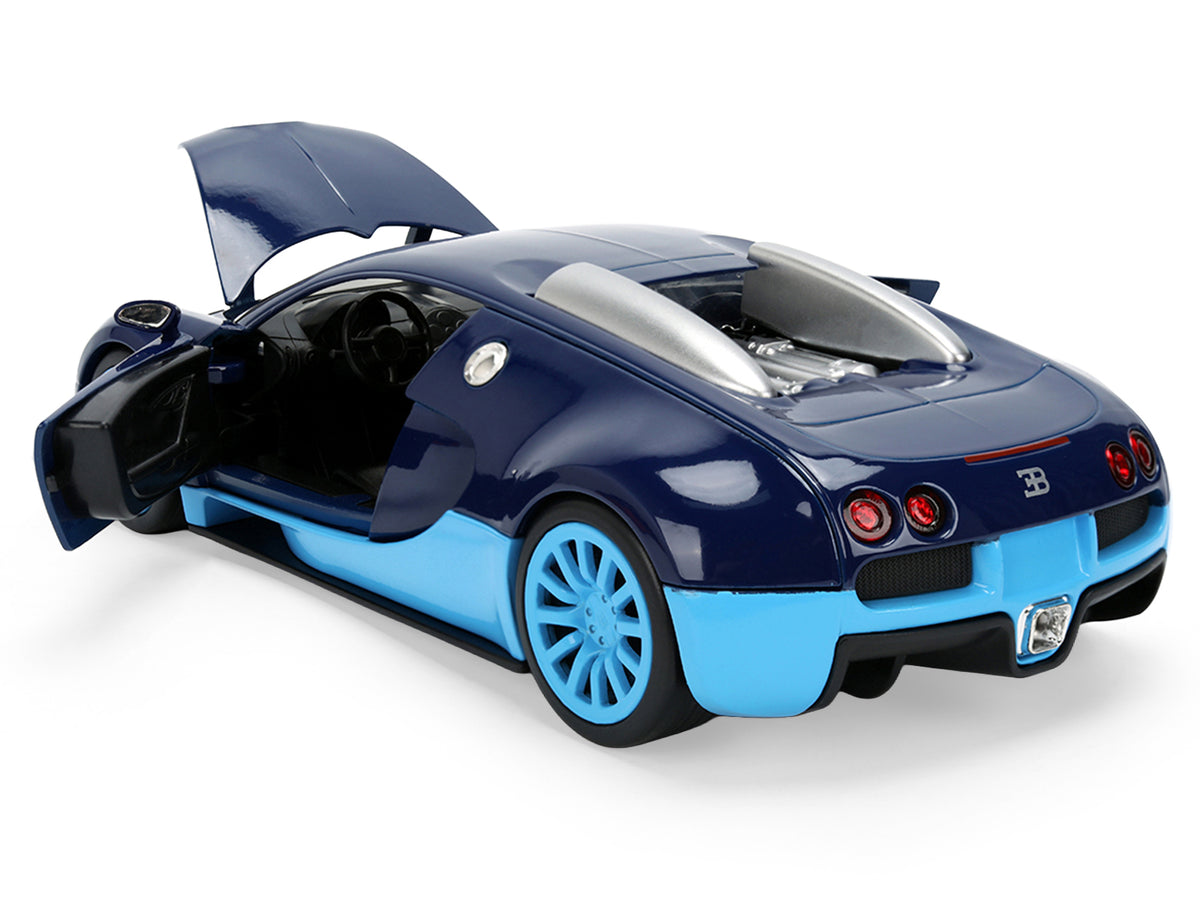 2011 Bugatti Veyron Dark Blue with Light Blue Accents 'Hyper-Spec' Series 1/24 Diecast Model Car by Jada