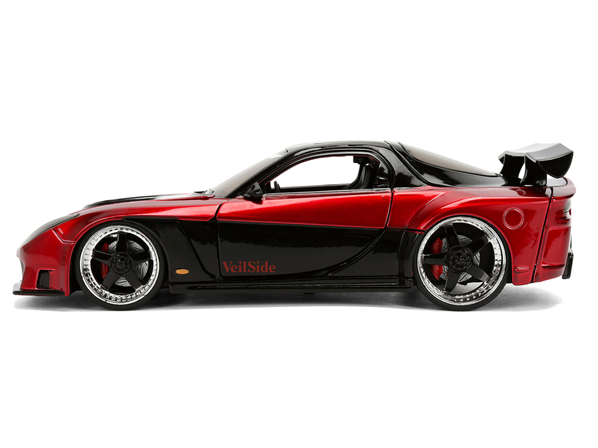 1995 Mazda RX-7 Widebody RHD (Right Hand Drive) 'VeilSide' Black and Red Metallic 'JDM Tuners' Series 1/24 Diecast Model Car by Jada