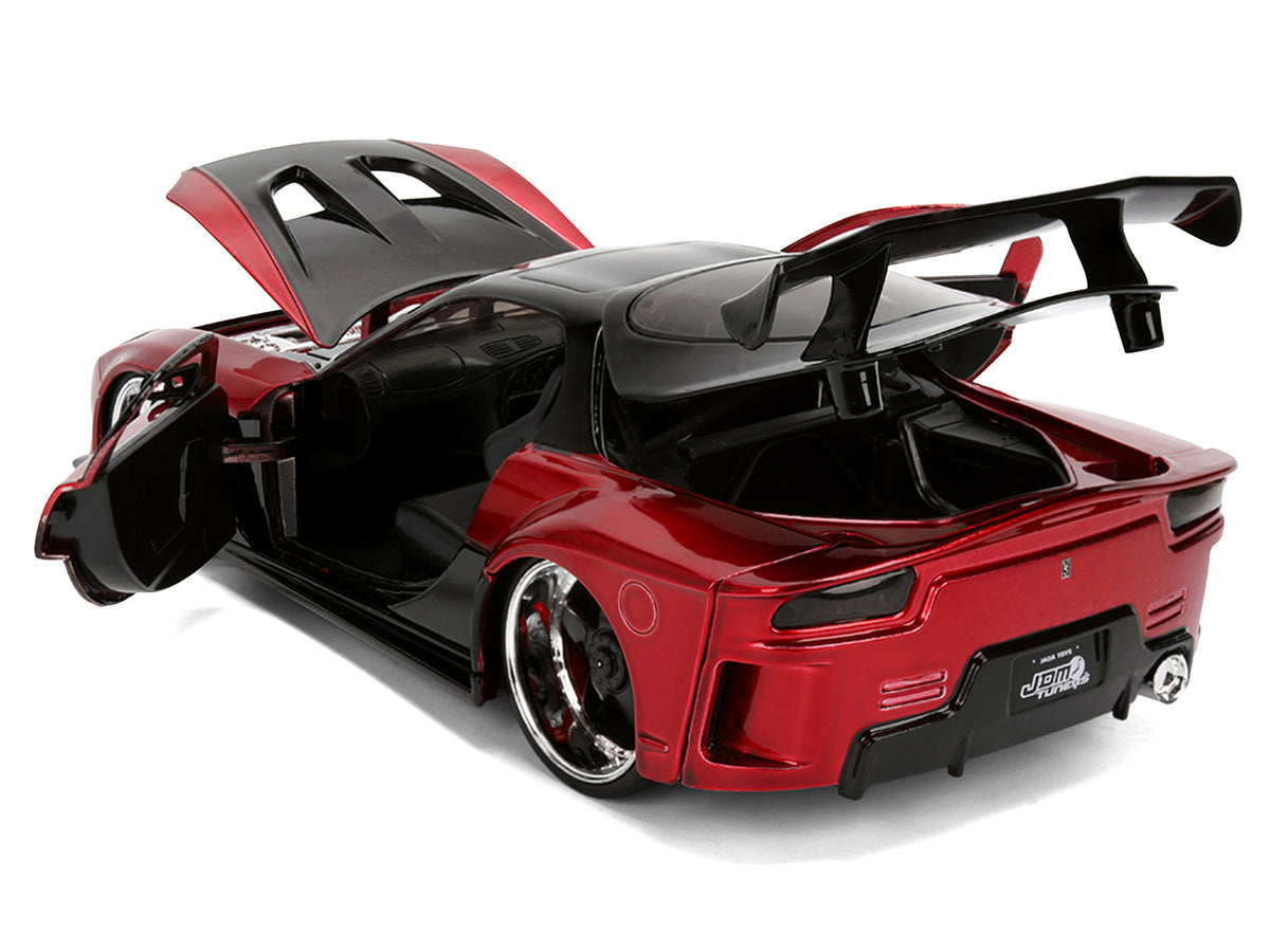 1995 Mazda RX-7 Widebody RHD (Right Hand Drive) 'VeilSide' Black and Red Metallic 'JDM Tuners' Series 1/24 Diecast Model Car by Jada