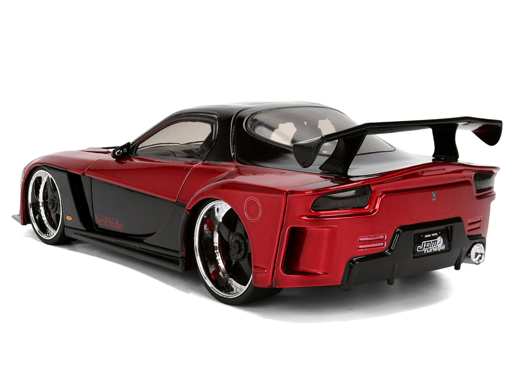 1995 Mazda RX-7 Widebody RHD (Right Hand Drive) 'VeilSide' Black and Red Metallic 'JDM Tuners' Series 1/24 Diecast Model Car by Jada