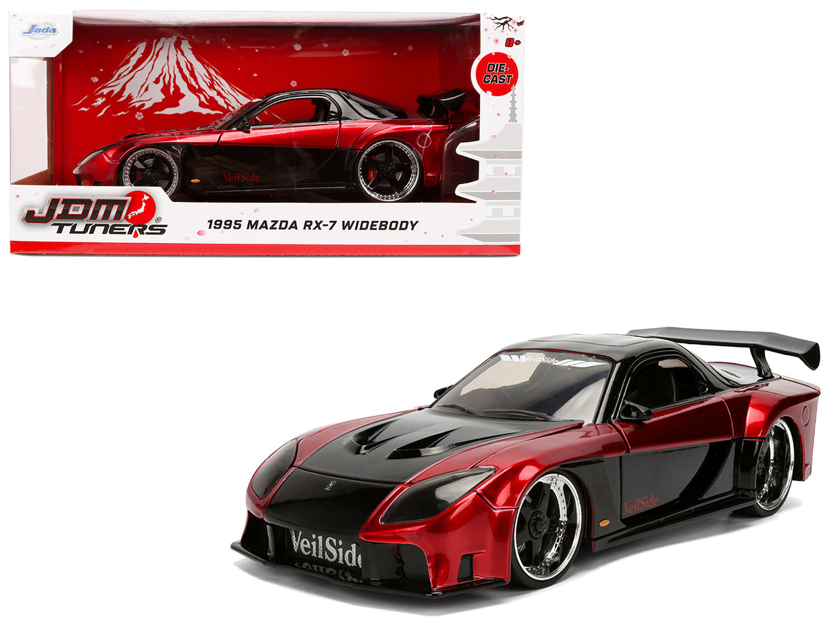1995 Mazda RX-7 Widebody RHD (Right Hand Drive) 'VeilSide' Black and Red Metallic 'JDM Tuners' Series 1/24 Diecast Model Car by Jada