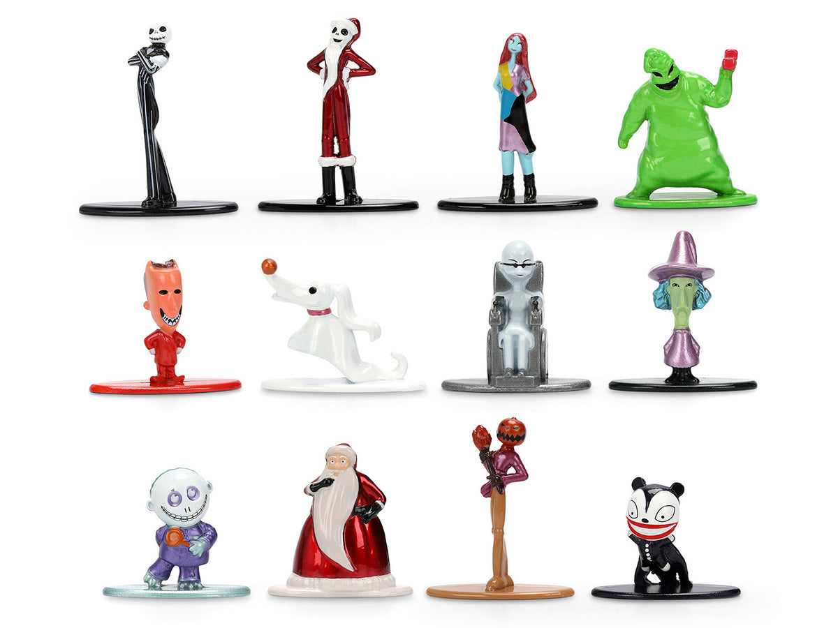 Set of 12 Diecast Figures 'The Nightmare Before Christmas' (1993) Movie 'Nano Metalfigs' Series Diecast Models by Jada