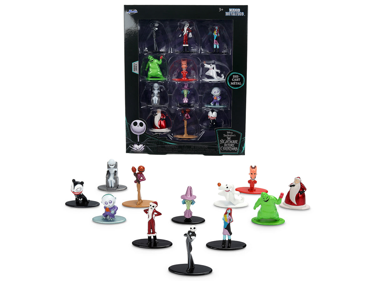 Set of 12 Diecast Figures 'The Nightmare Before Christmas' (1993) Movie 'Nano Metalfigs' Series Diecast Models by Jada