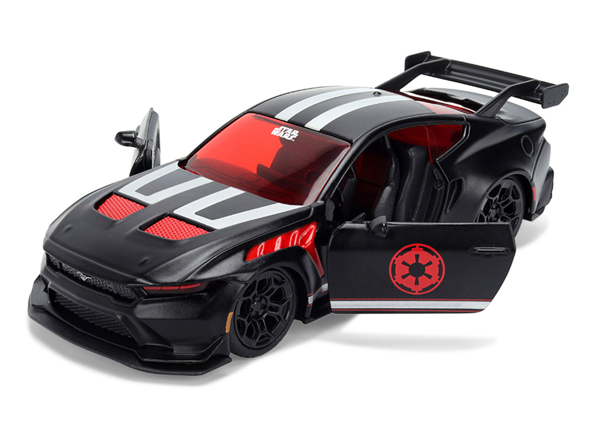 2025 Ford Mustang GTD 'Darth Vader' Matt Black with Silver Stripes and Graphics 'Star Wars' 'Hollywood Rides' Series 1/32 Diecast Car Model by Jada