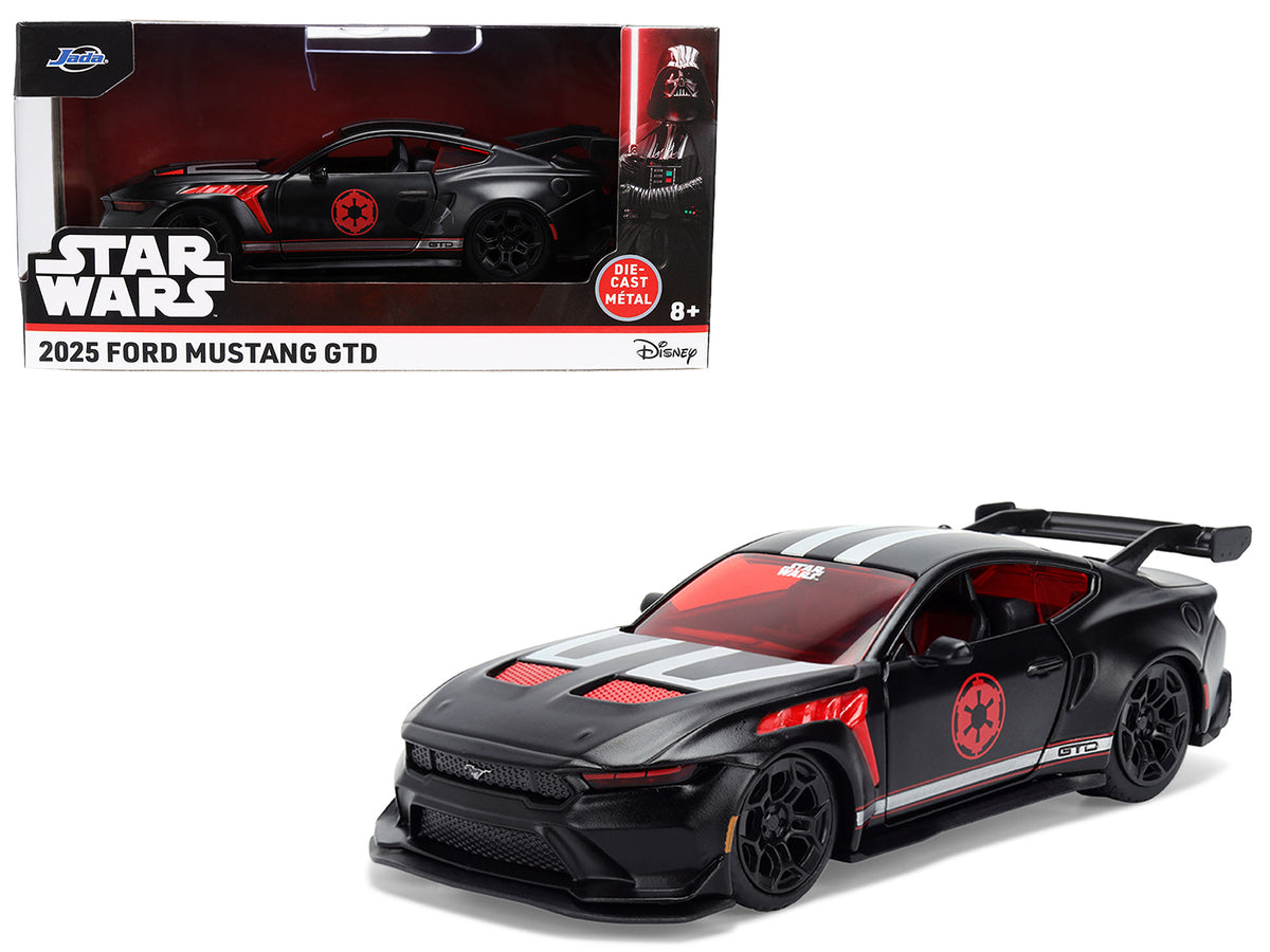 2025 Ford Mustang GTD 'Darth Vader' Matt Black with Silver Stripes and Graphics 'Star Wars' 'Hollywood Rides' Series 1/32 Diecast Car Model by Jada