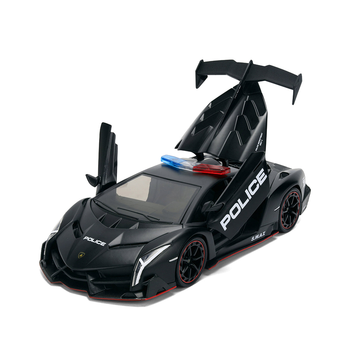 Lamborghini Veneno 'Police' Matt Black 'Hyper-Spec' Series 1/24 Diecast Model Car by Jada