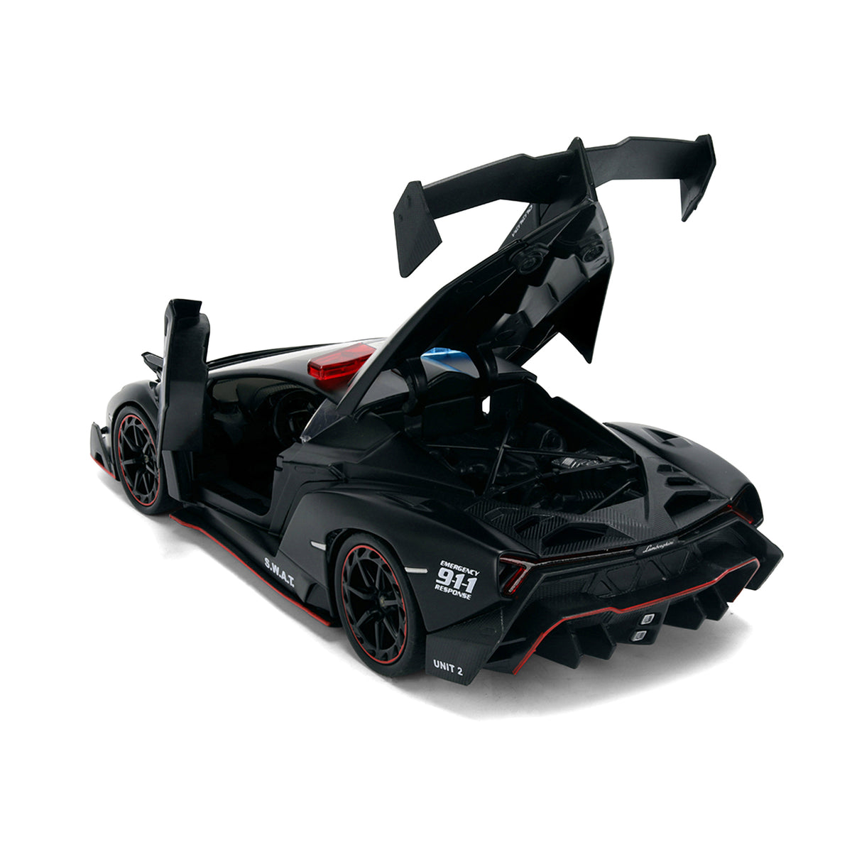 Lamborghini Veneno 'Police' Matt Black 'Hyper-Spec' Series 1/24 Diecast Model Car by Jada