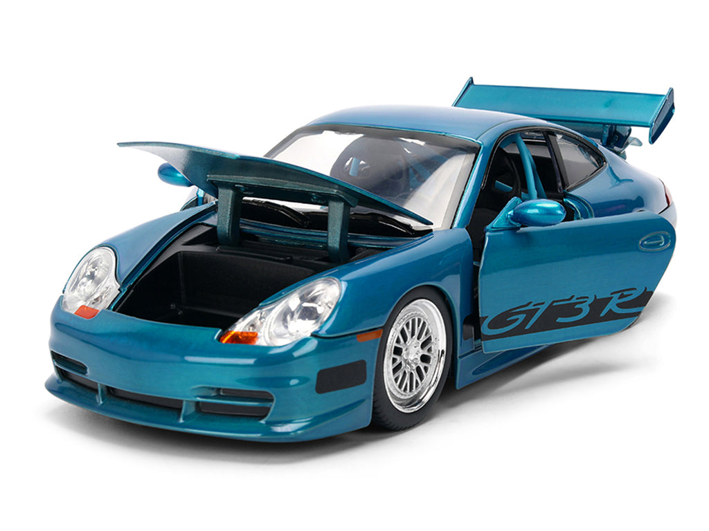 Porsche 911 GT3 RS (996) Blue Color Brush Finish 'Fast Five' (2011) Movie '25 Years of Fast & Furious' Series 1/24 Diecast Model Car by Jada