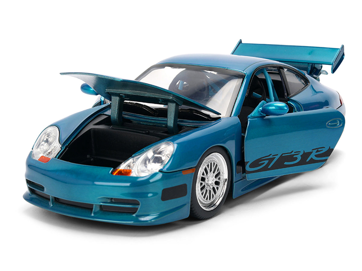 Porsche 911 GT3 RS (996) Blue Color Brush Finish 'Fast Five' (2011) Movie '25 Years of Fast & Furious' Series 1/24 Diecast Model Car by Jada