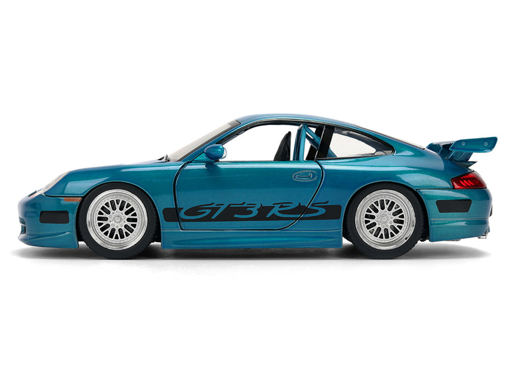Porsche 911 GT3 RS (996) Blue Color Brush Finish 'Fast Five' (2011) Movie '25 Years of Fast & Furious' Series 1/24 Diecast Model Car by Jada