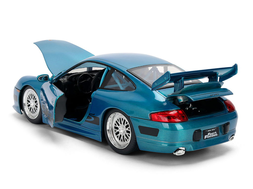 Porsche 911 GT3 RS (996) Blue Color Brush Finish 'Fast Five' (2011) Movie '25 Years of Fast & Furious' Series 1/24 Diecast Model Car by Jada