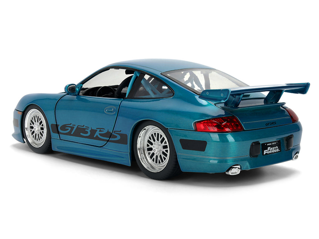 Porsche 911 GT3 RS (996) Blue Color Brush Finish 'Fast Five' (2011) Movie '25 Years of Fast & Furious' Series 1/24 Diecast Model Car by Jada