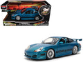 Porsche 911 GT3 RS (996) Blue Color Brush Finish 'Fast Five' (2011) Movie '25 Years of Fast & Furious' Series 1/24 Diecast Model Car by Jada