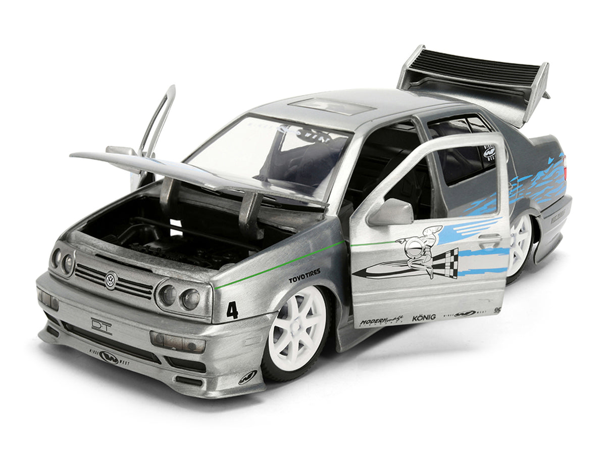 Volkswagen Jetta Raw Metal Color Brush Finish 'The Fast and the Furious' (2001) Movie '25 Years of Fast & Furious' Series 1/24 Diecast Model Car by Jada