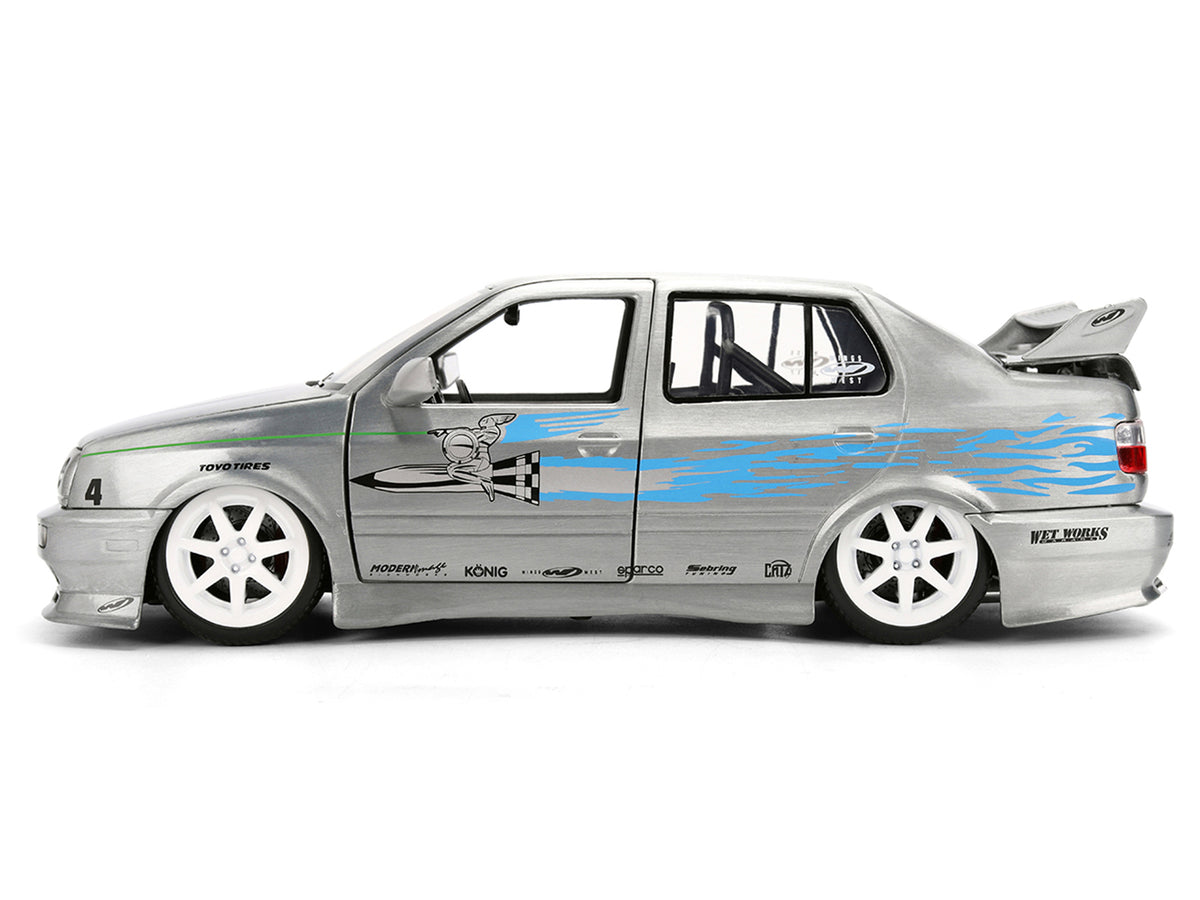 Volkswagen Jetta Raw Metal Color Brush Finish 'The Fast and the Furious' (2001) Movie '25 Years of Fast & Furious' Series 1/24 Diecast Model Car by Jada