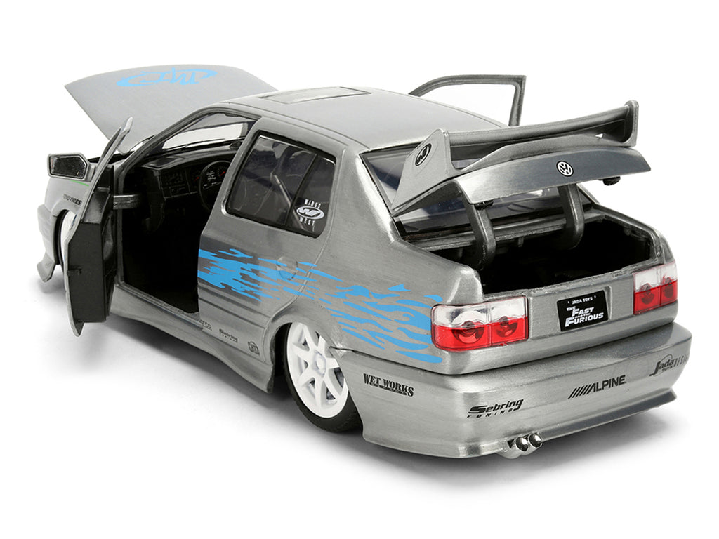 Volkswagen Jetta Raw Metal Color Brush Finish 'The Fast and the Furious' (2001) Movie '25 Years of Fast & Furious' Series 1/24 Diecast Model Car by Jada