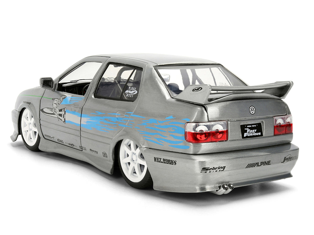 Volkswagen Jetta Raw Metal Color Brush Finish 'The Fast and the Furious' (2001) Movie '25 Years of Fast & Furious' Series 1/24 Diecast Model Car by Jada