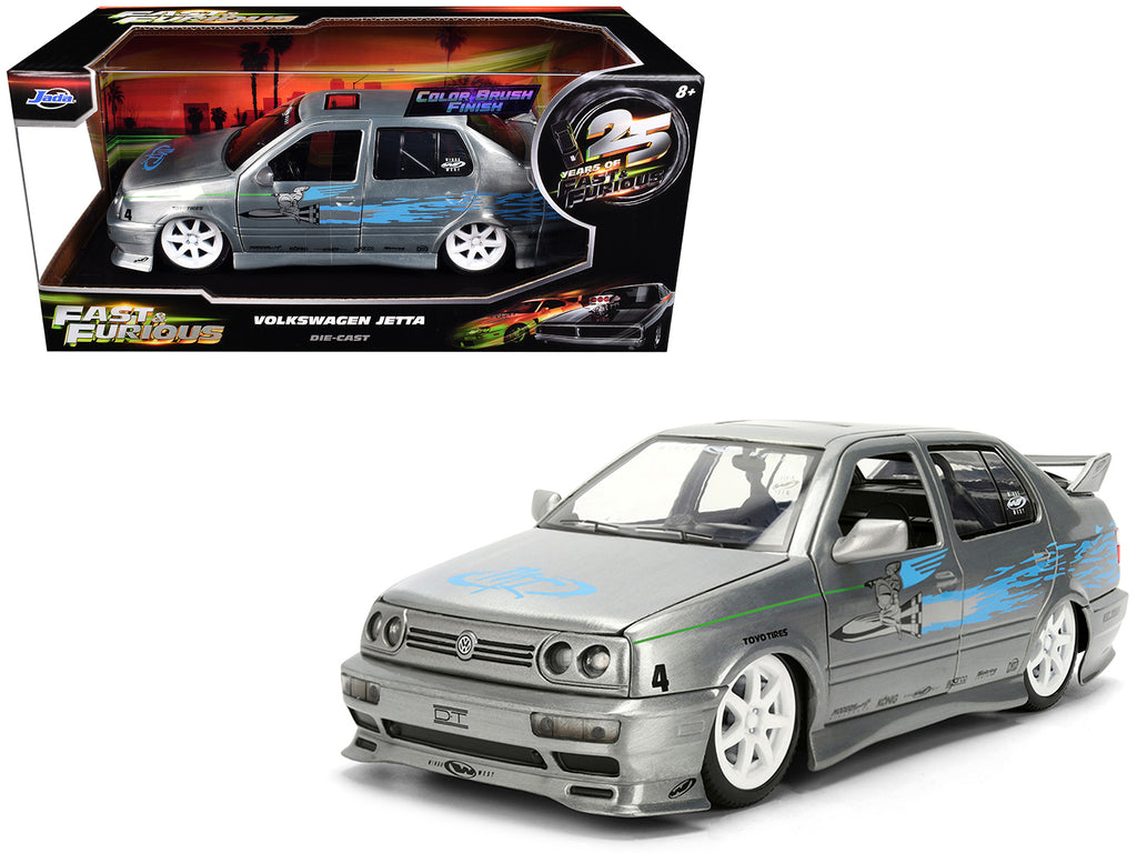 Volkswagen Jetta Raw Metal Color Brush Finish 'The Fast and the Furious' (2001) Movie '25 Years of Fast & Furious' Series 1/24 Diecast Model Car by Jada